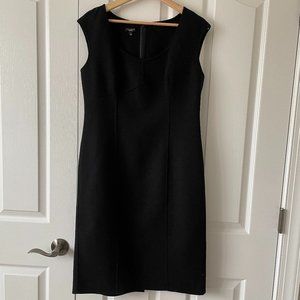 Talbots Black 100%Wool  V Neck Sleeveless Sheath Dress Knee Length Size 8